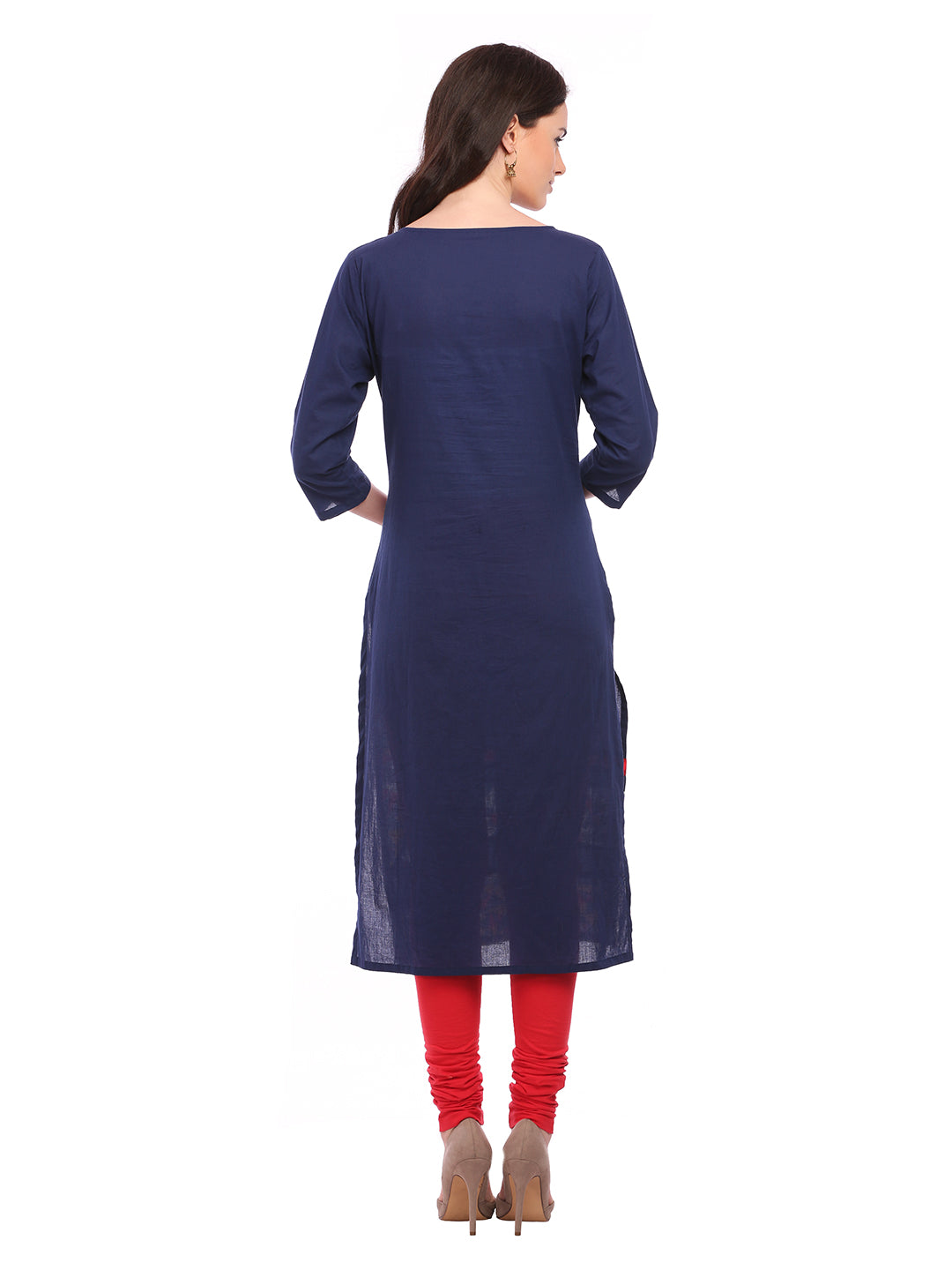 Blue & Red Panel Kurta