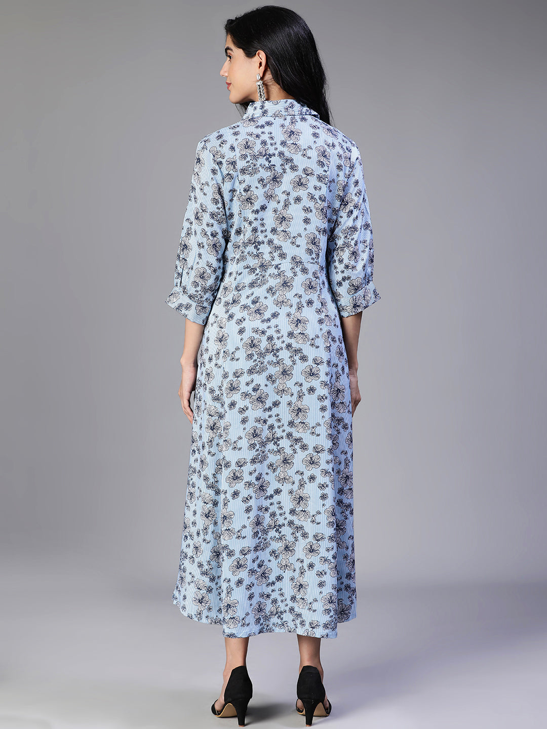 Blue floral Poly-cotton dress