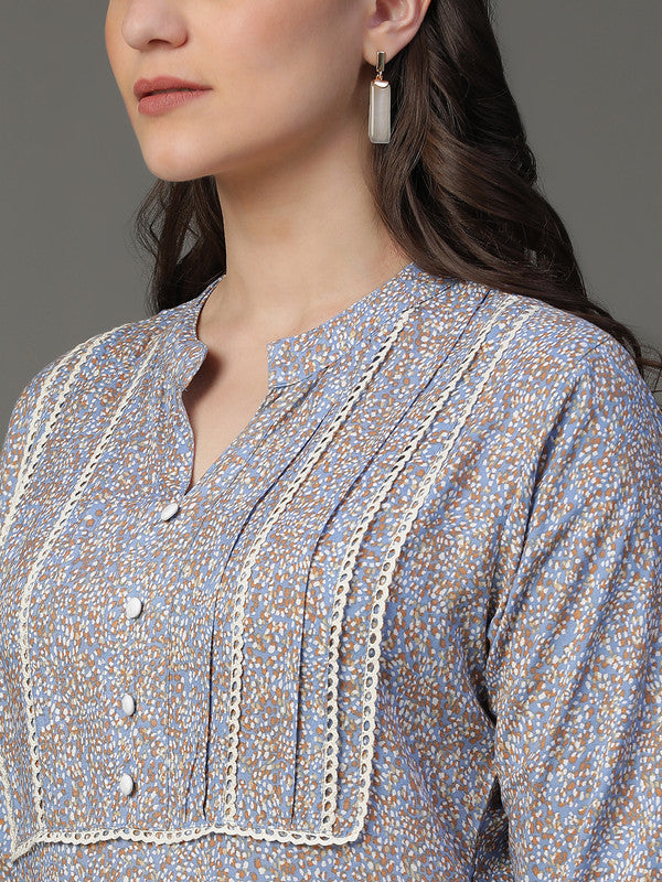 Blue printed kurta
