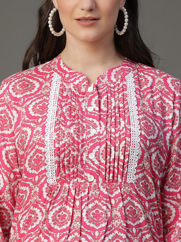 Red coton printed kurta