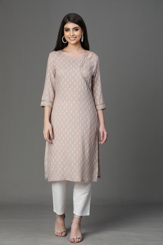 Gold Rayon print Kurta