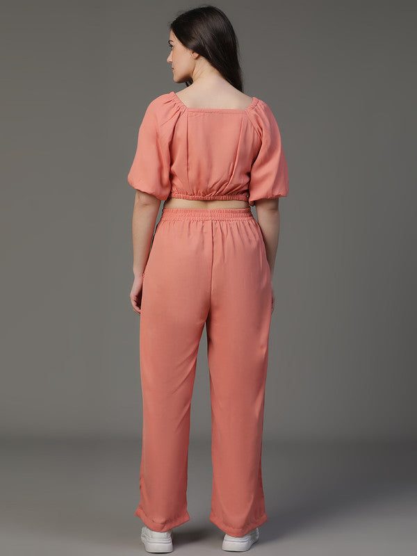 Peach Rayon Coord Set