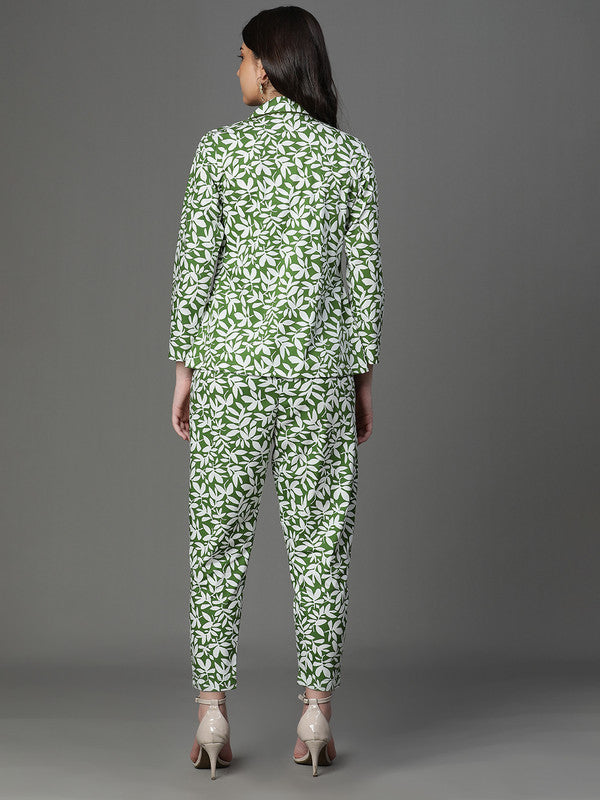 Green Floral Collar Coord Set