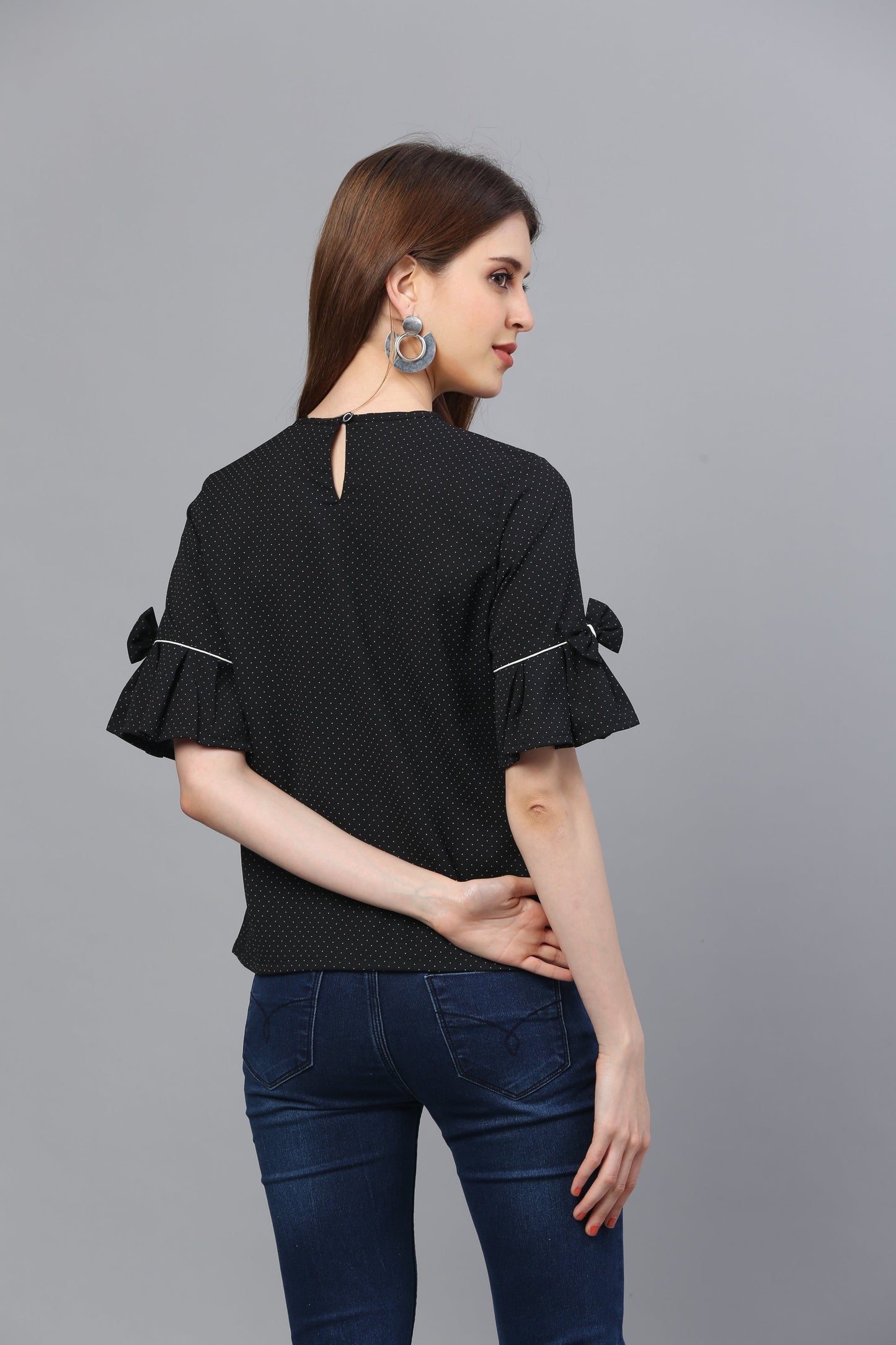 Black frilled top