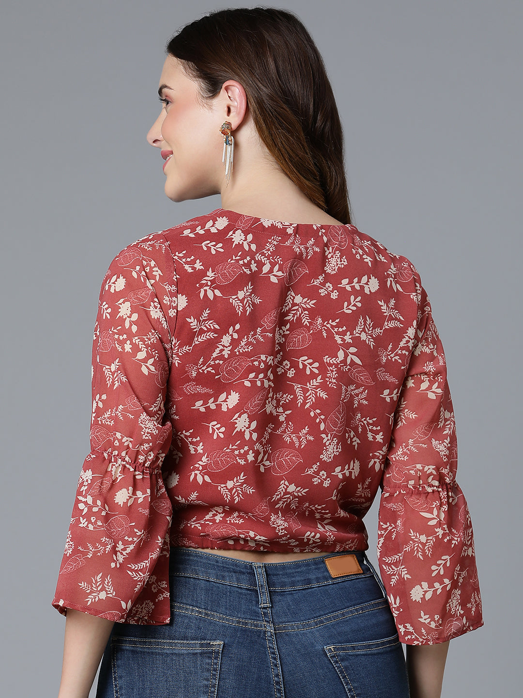 Maroon georgette printed top