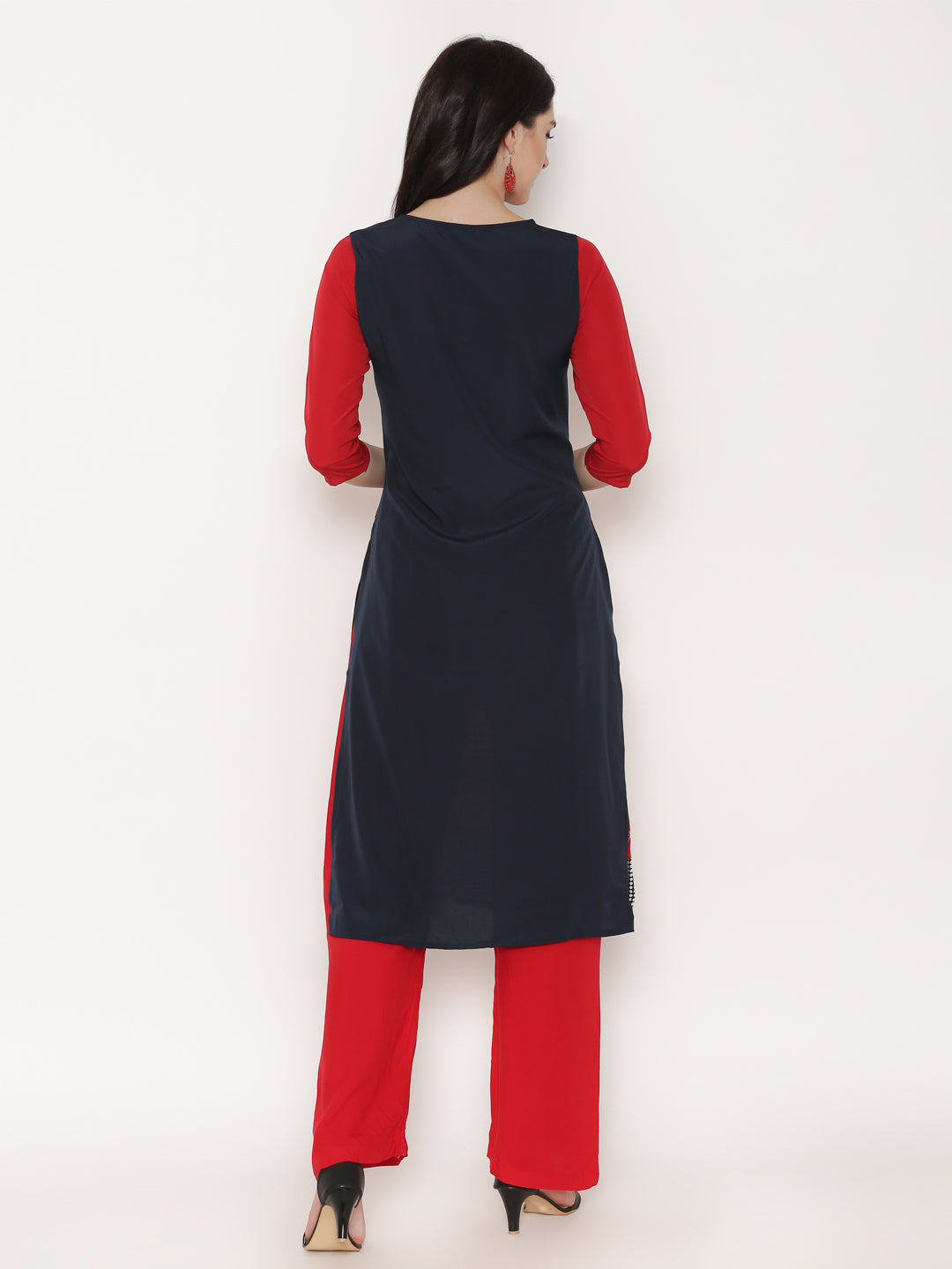 Red Digital Crepe Kurta