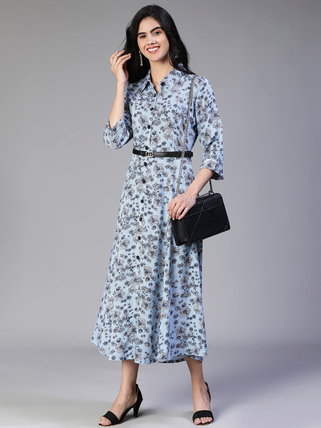 Blue floral Poly-cotton dress
