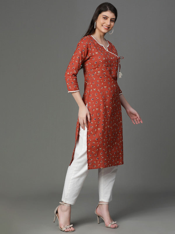 Rust Rayon Angrakha Kurta