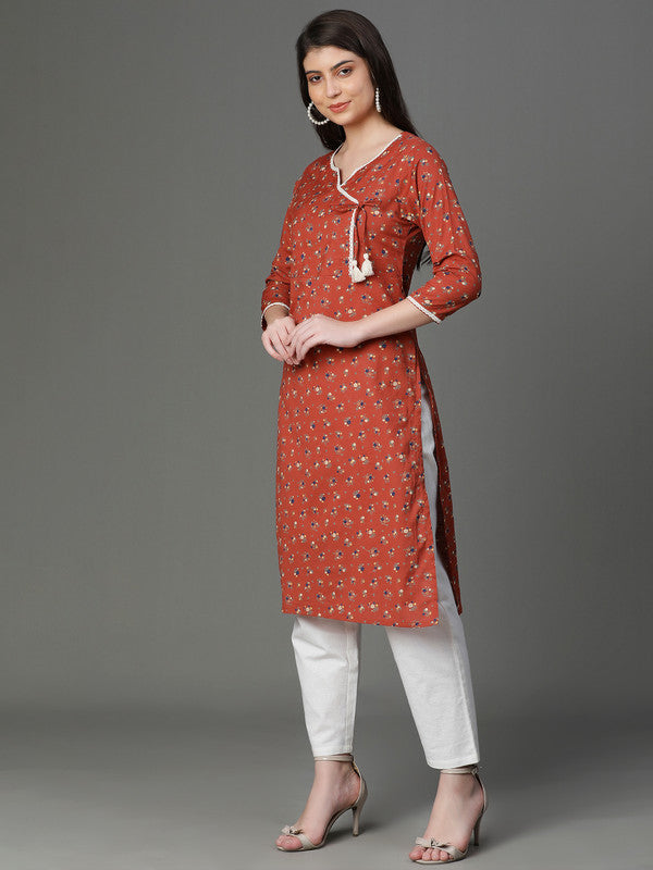 Rust Rayon Angrakha Kurta