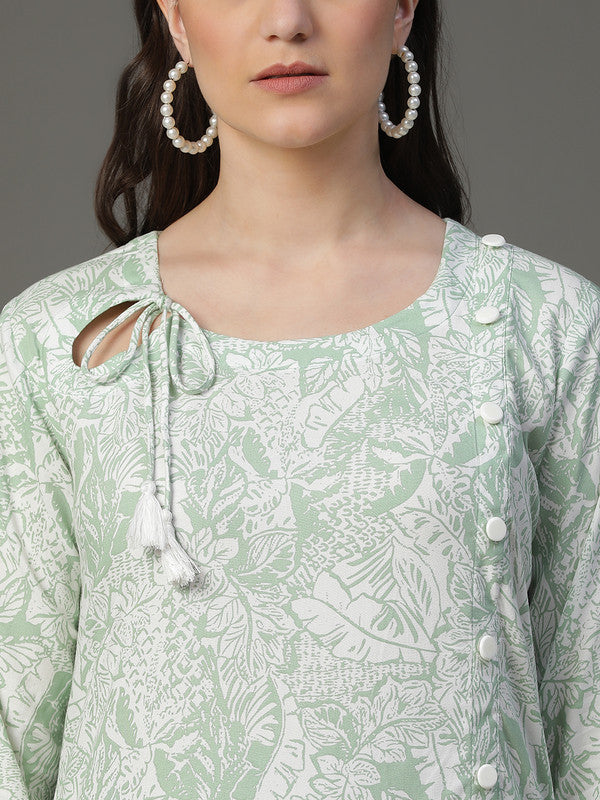 Green rayon printed kurta