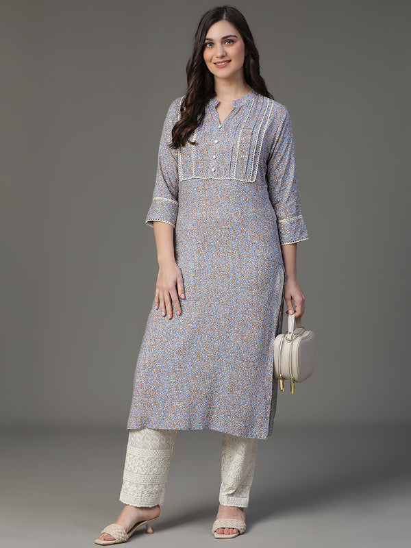 Blue printed kurta
