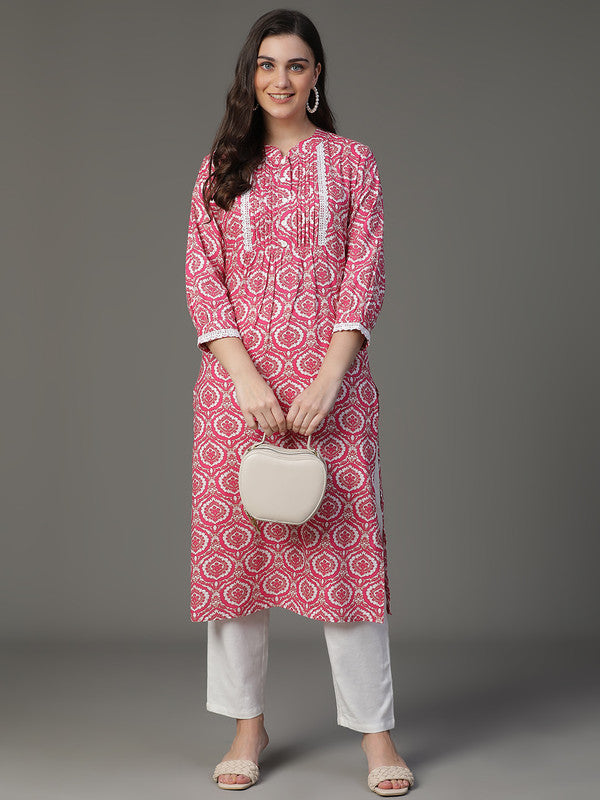 Red coton printed kurta