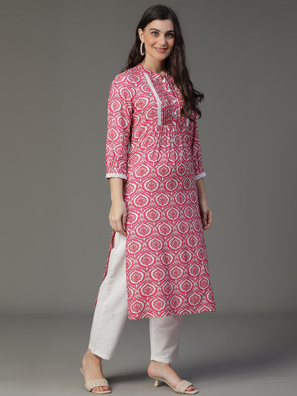 Red coton printed kurta