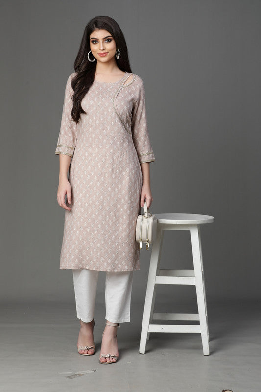 Gold Rayon print Kurta