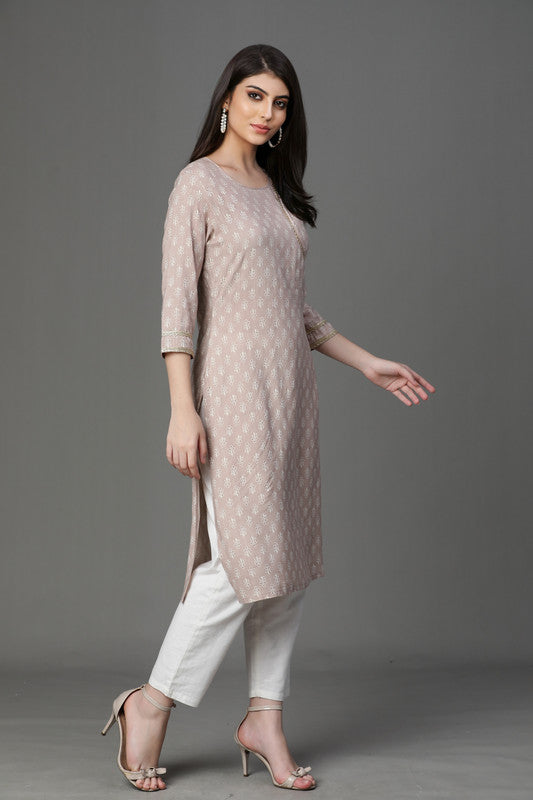 Gold Rayon print Kurta