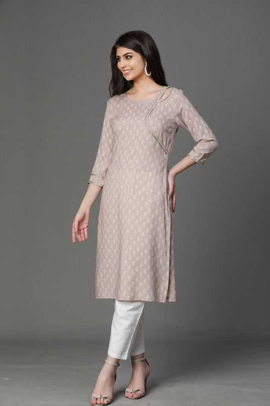 Gold Rayon print Kurta