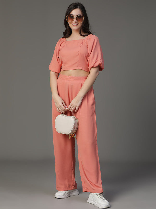 Peach Rayon Coord Set