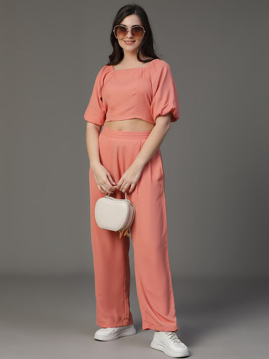 Peach Rayon Coord Set