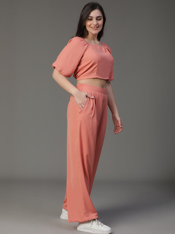 Peach Rayon Coord Set