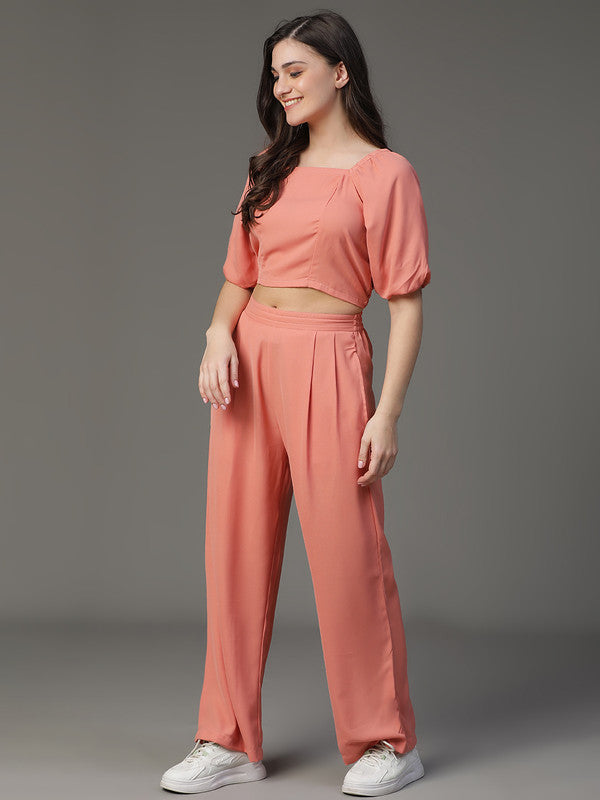Peach Rayon Coord Set