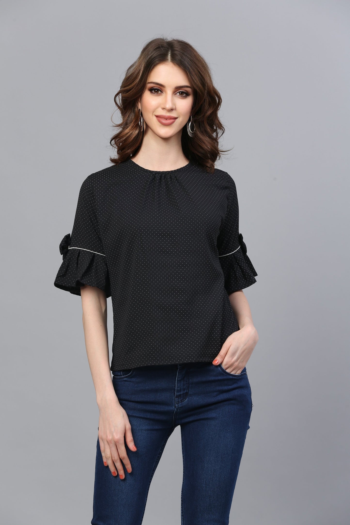Black frilled top