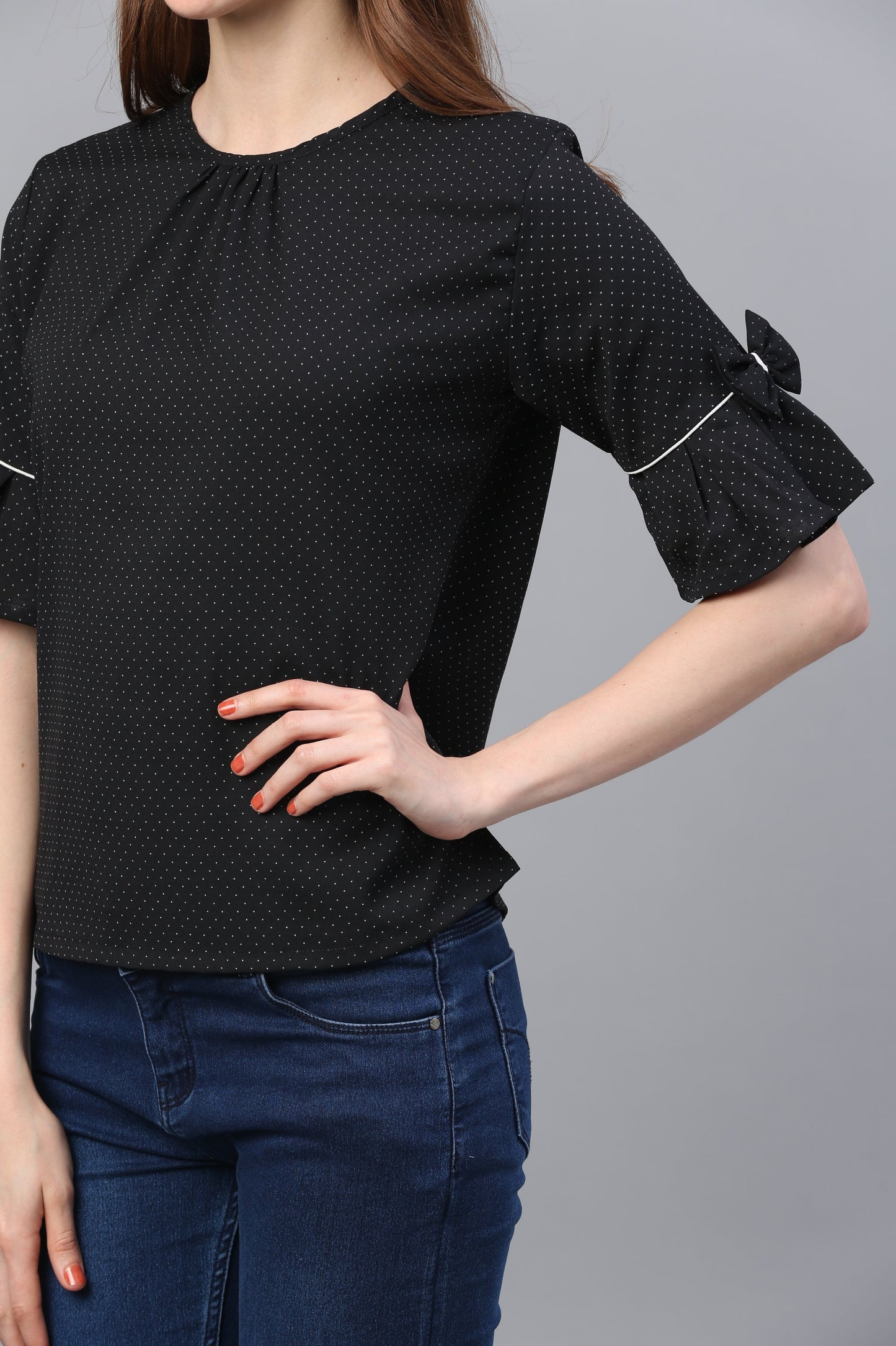 Black frilled top