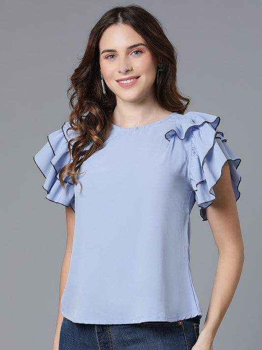 Blue Moss Crepe top