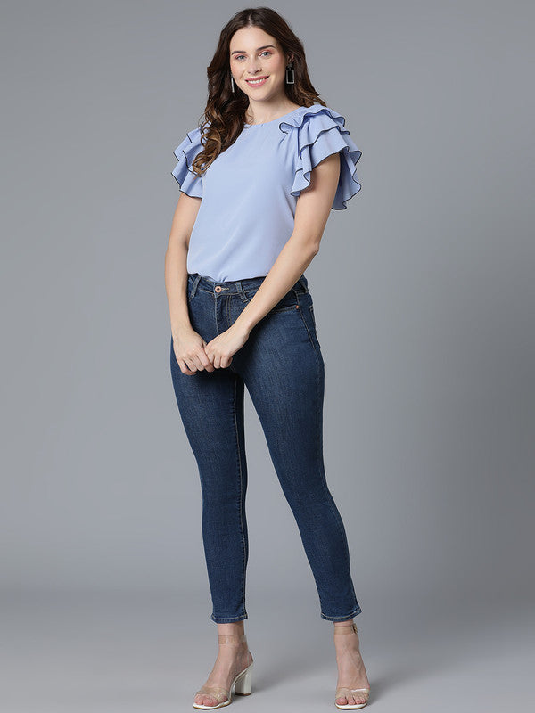 Blue Moss Crepe top
