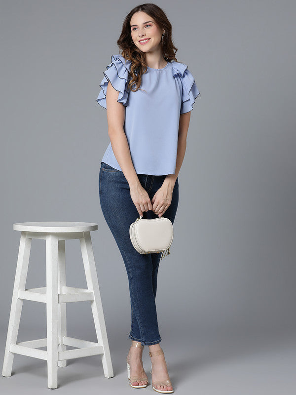 Blue Moss Crepe top