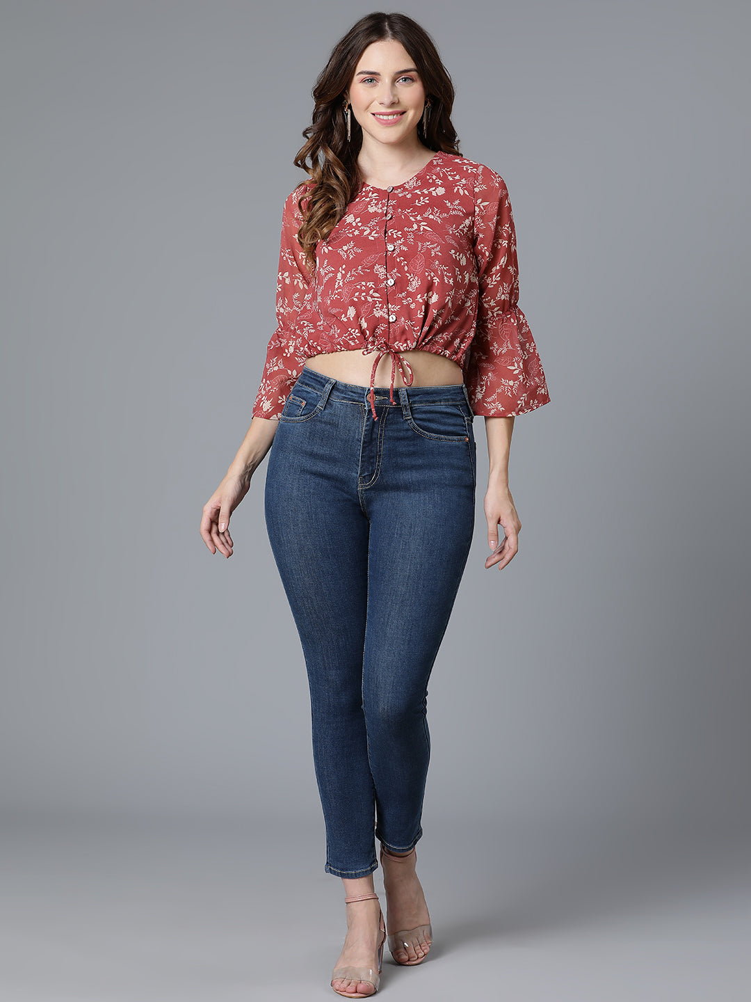 Maroon georgette printed top