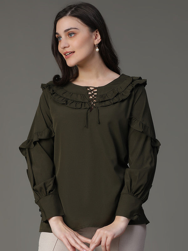 Green Crepe top