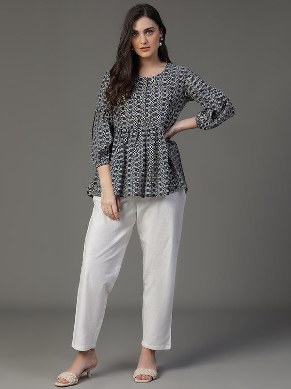 Black Printed Peplum top