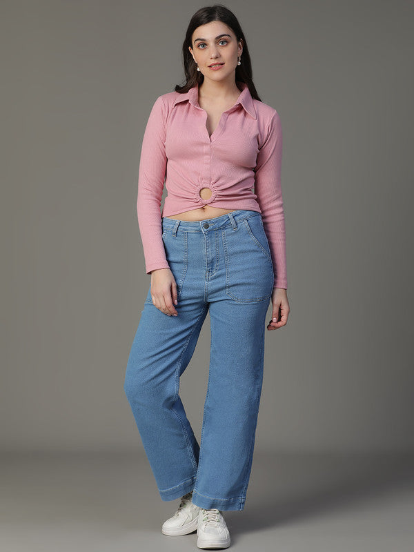 Pink ribbed cotton top