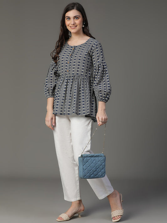 Black Printed Peplum top